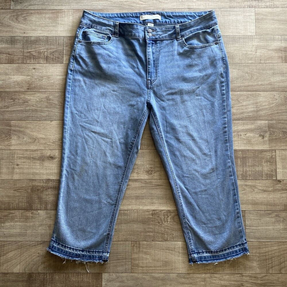 Cato C Est. 1946 Denim Skinny Jeans Capri 14 Curvy women's Hi rise fringe hem